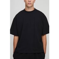 Basic Oversized Boxy Crew Neck T-Shirt, Negro