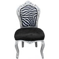 Casa Padrino Barock Esszimmer Stuhl Schwarz / WeiÃ / Silber  ohne Armlehnen - Antik MÃ¶bel Zebra
