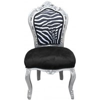 Casa Padrino Barock Esszimmer Stuhl Schwarz / WeiÃ / Silber  ohne Armlehnen - Antik MÃ¶bel Zebra
