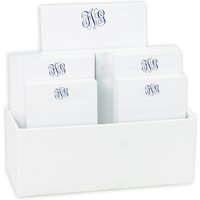 Delavan Monogram 7-Tablet Set - White with Linen holder