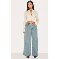 Petite Vintage Wash Washed Wide Leg Jeans