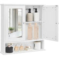 Wall Mounted Bathroom Mirror Cabinet Adjustable Shelf Open Compartment White