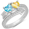 Sterling Silver Heart Crystal Birthstone Ring
