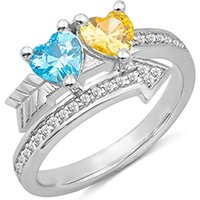Sterling Silver Heart Crystal Birthstone Ring