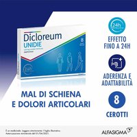 Dicloreum Unidie Ibuprofene 136 mg Dolore e Infiammazione Azione 24H, 8 Cerotti