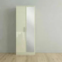 Knightsbridge Wardrobe - 2 Door - 1 Mirror - Tall - Cream Gloss