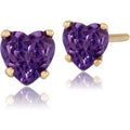 Classic Heart Amethyst Stud Earrings in 9ct Yellow Gold