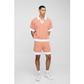 Polo Man Oversize Recto De Punto Jacquard Con Estampado De Cuadros, Naranja
