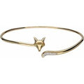 Gardenia Tsavorite & White Sapphire Fox Bangle In 9ct Yellow Gold