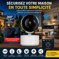Camera de surveillance WiFi avec détection de mouvement intérieur et extérieur