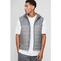 Regular Fit Lightweight Quilted Hooded Gilet, Gris