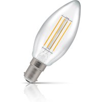 Crompton Candle LED Light Bulb B15 4.2W (40W Eqv) Dimmable Warm White Clear Filament Small Bayonet