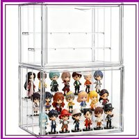 3 Tier Acrylic Display Case for Collectibles with Movable Dividers, Clear Stackable Showcase with Magnetic Door