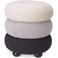 Casa Padrino Luxus Hocker Creme / Grau / Schwarz Ã 43 x H. 49,5 cm - Runder Wohnzimmer Sitzhocker - Gepolsterter Rundhocker - Wohnzimmer MÃ¶bel - Luxus MÃ¶bel - Luxus Einrichtung - MÃ¶bel Luxus