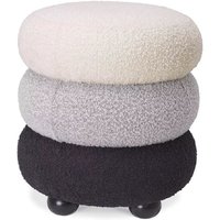 Casa Padrino Luxus Hocker Creme / Grau / Schwarz Ã 43 x H. 49,5 cm - Runder Wohnzimmer Sitzhocker - Gepolsterter Rundhocker - Wohnzimmer MÃ¶bel - Luxus MÃ¶bel - Luxus Einrichtung - MÃ¶bel Luxus
