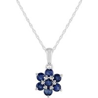 Floral Round Sapphire Cluster Pendant in 925 Sterling Silver
