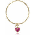 Classic Marquise Ruby Heart Charm T-Bar Bracelet in 9ct Gold