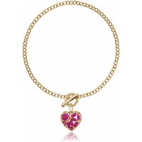 Classic Marquise Ruby Heart Charm T-Bar Bracelet in 9ct Gold