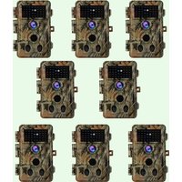 Pack x8 Caméras Piège Photo 64MP 1296P 940nm IR Camera Chasse Infrarouge Vision Nocturne, 0,1s Vitesse de Dclenchement Caméra de Jeu IP66 Étanche|A262 Vert