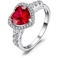 Exquisite Heart Love 2.5Ct Created Red Ruby Ring in 925 Sterling Silver for Women - A Timeless Gemstone Treasure
