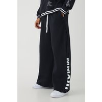 Pantalón Deportivo Plisado De Pernera Súper Ancha Con Refuerzos, Negro