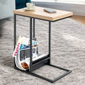 Eufaula Wooden Rectangular End Table With Black Metal Frame In Oak