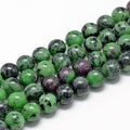Rubí natural en hebras de abalorios zoïsite, redondo, 4mm, agujero: 1 mm, aproximamente 84-90 pcs / cadena, 15.1 pulgada