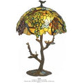 Casa Padrino Tiffany Tischleuchte Ã 42 x H. 64 cm - Tiffany Hockerleuchte mit Glas Lampenschirm