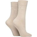 2 Pair Neutrals Plain Bamboo Fibre Socks Ladies 4-8 Ladies - Elle