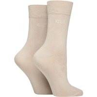 2 Pair Neutrals Plain Bamboo Fibre Socks Ladies 4-8 Ladies - Elle