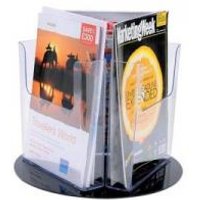 Revolving A4 Leaflet Holder with 3 Pockets Clear DE767YTCRY