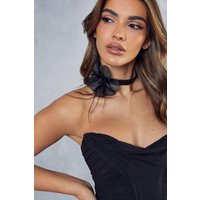 Womens Flower Corsage Choker Necklace - black - One Size, Black
