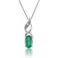 Classic Emerald & Diamond Twist Pendant in 9ct White Gold