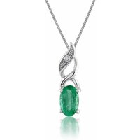 Classic Emerald & Diamond Twist Pendant in 9ct White Gold