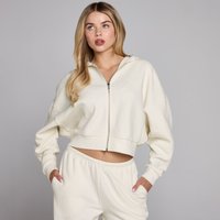 Damska bluza z kapturem MP Waffle z zamkiem błyskawicznym - Ecru - XXL