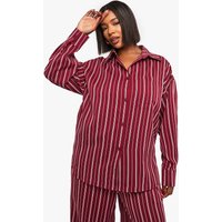 Plus Oversized Stripe Shirt, Rojo