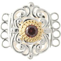 Schließe für Kropfkette 925 Silber Trachtenschmuck rot