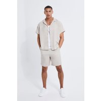 Kastiges Leinen-Hemd und Shorts - natural - S, natural