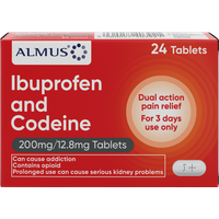 Almus Ibuprofen & Codeine 200mg/12.8mg Tablets 24 Tablet