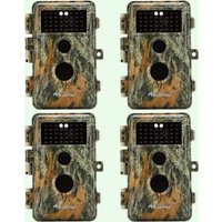 Pack x4 Caméras de Chasse Nocturne Vision 64MP HD 1296P,Détection de Mouvement PIR de 70° No Glow Invisible,Étanche IP66|A252 Vert
