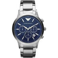 Emporio Armani Renato AR2448 Men's Chronograph Watch – 43mm Blue Dial Stainless Steel Bracelet