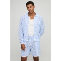 Chándal Oversize Recto De Manga Larga Y Punto Calado, Azul