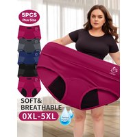 5-Pack of Large Size Underwear, Fat Underwear, Women's Menstrual Underwear, Briefs, Menstrual Period Leak-Proof, Breathable Mesh