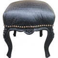 Casa Padrino Barock Sitzhocker Schwarz/Schwarz Croco Lederoptik HÃ¶he 40 cm, Breite 35 cm - Barock MÃ¶bel