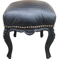 Casa Padrino Barock Sitzhocker Schwarz/Schwarz Croco Lederoptik HÃ¶he 40 cm, Breite 35 cm - Barock MÃ¶bel