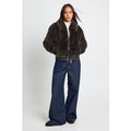 Short Fur Zip Up Jacket, Gris