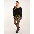 Gold Floral Jaquard Mini Skirt - 16 / BLACK