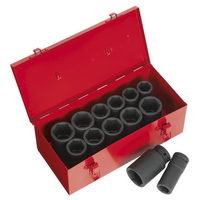 Sealey Premier Impact Socket Set 13pc Deep 3/4"Sq Drive Metric/Imperial