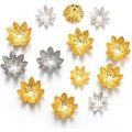 200pcs 8-10mm Gold Flower Beads Caps Metal Filigree Lotus Petal Spacer Cap for DIY Jewelry Making Findings Accessories Wholesale