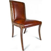 Casa Padrino Echtleder Esszimmerstuhl Braun 50 x 47 x H. 95 cm - Luxus MÃ¶bel